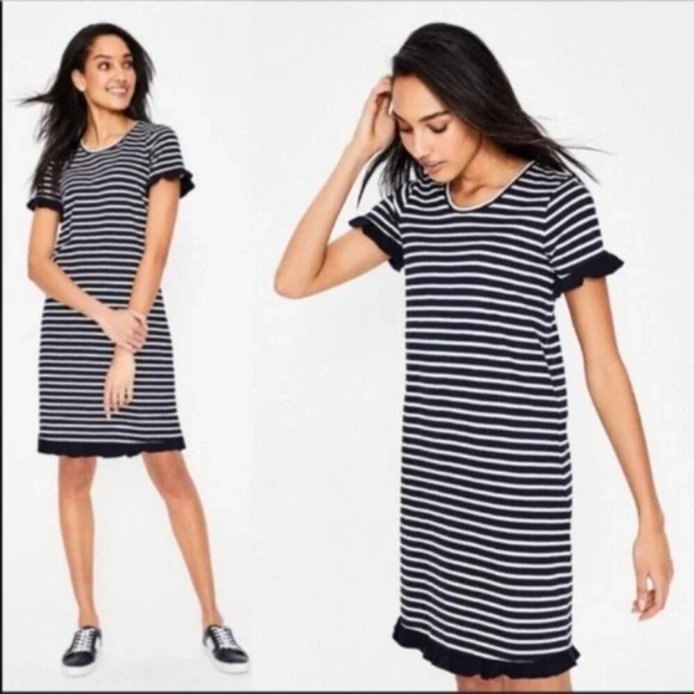 Boden Emily striped jersey dress in navy blue